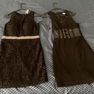 1 Bodycon black mini dress & 1 Lacey black mini